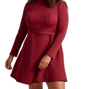 NWOT•ModCloth• Taken by Texture•Midi A line Dress• Mock neck• Sz 2X